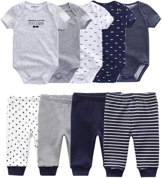 Baby Layette Set Baby Boys' 9-Piece Bodysuits Pants Set Toddler Girl Boy Unisex Baby Gift Sets