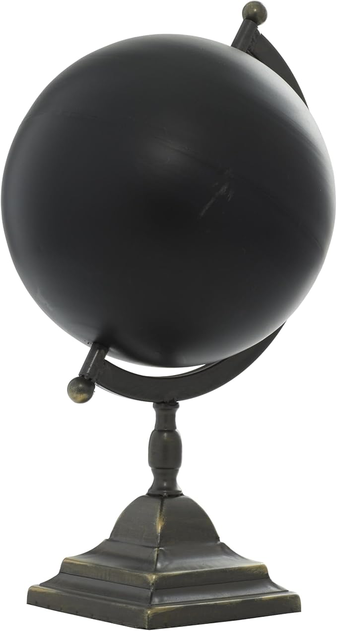 Deco 79 Industrial Metal Round Globe, 11" x 10" x 18", Black