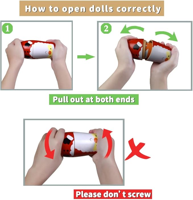 Tphon Cute Nesting Dolls Matryoshka Doll Russian Handmade Wooden Dolls Cartoon Pattern Nesting Doll Toy Stacking Doll Set for Kids Birthday