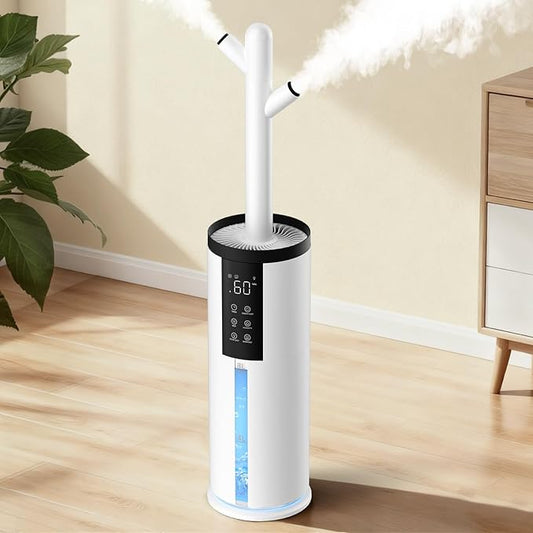 Humidifiers for Bedroom - GloryAir 2.11Gal (8L) Quiet Top Fill Cool & Warm Mist Humidifier Large Room 650 ft² with Humidistat, diffuser, Auto Mode, 7-Color Light for Plants, Baby,Adults, Office & Home