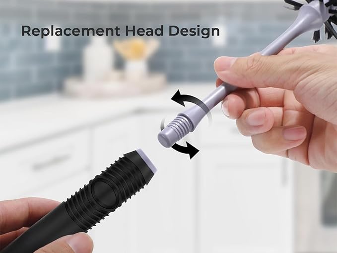 Bottle Brush Cleaner, Long Handle Bottle Brush with Dual Bristles for Water Bottles, Glassware, Mugs, Sports & Baby Bottles Cleaning, Black 4 Pack