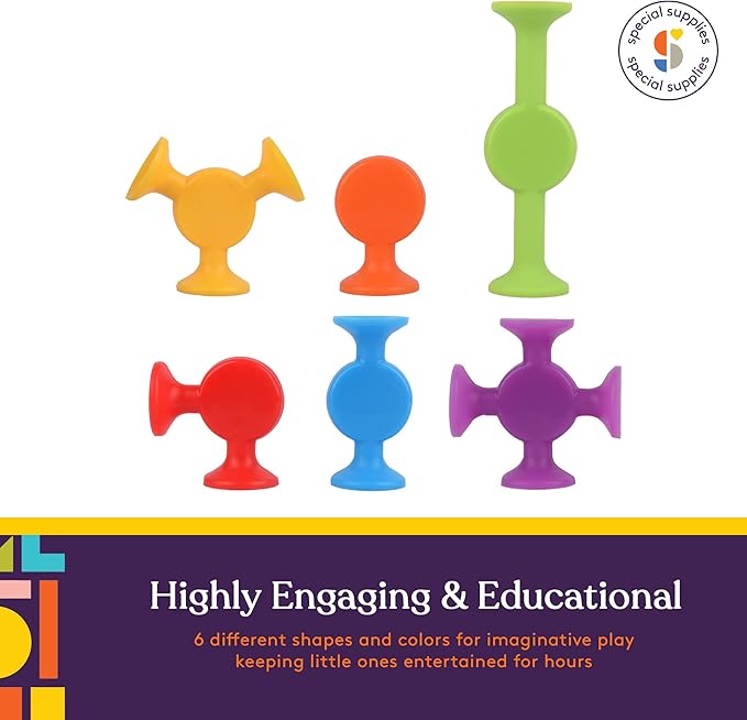 Special Supplies Suction Construction Bath Toys for Children, 50-Pcs Motor Skills, Hand-Eye Coordination, Bath Toy, Sensory, Creativity Imagination Educational Toys, Vibrant Colors, for Kids