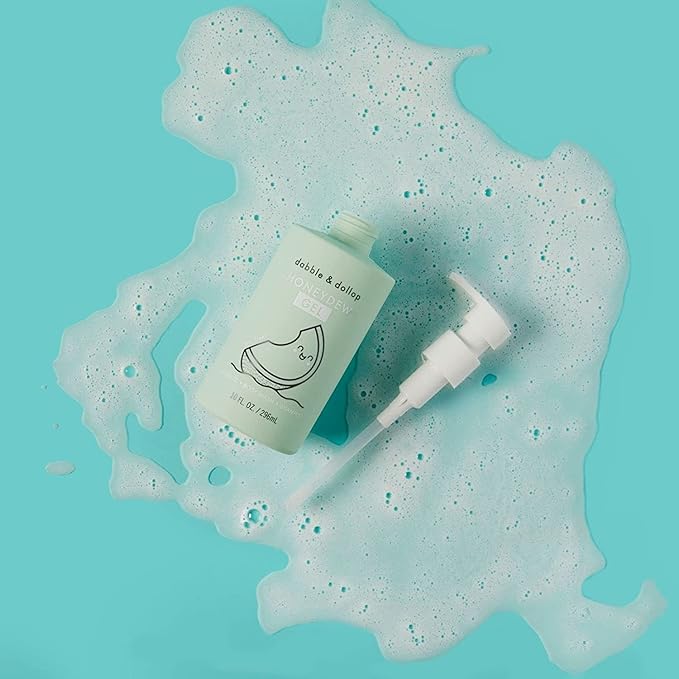 Dabble & Dollop Honeydew Melon + Vanilla Body Wash & Shampoo – 3-in-1 Natural Bubble Bath for Kids, No Parabens or Sulfates, Vegan, Gluten-Free, Tear-Free (2-Pack)