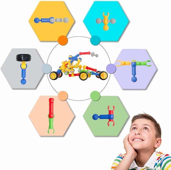 Building Blocks for Kids, 70 Pcs STEM Toys for Boys and Girls, Fun Toy Playset for Creative Kids, Educational Activities (70 PCS)