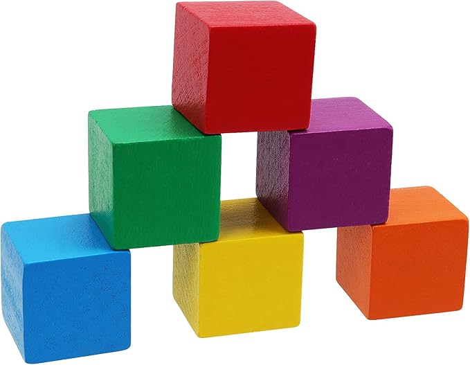 150 PCS 1 Inch Colored Wood Cubes, Premium Colorful Wooden Cube with 6 Assorted Colors, Square Wooden Blocks for Craft DIY Projects