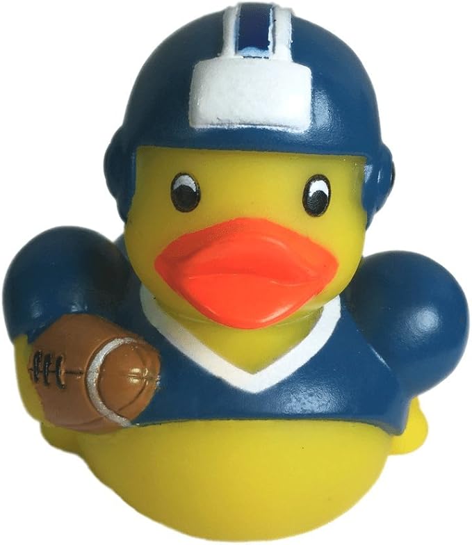 3" Football Rubber Duck [Sealed Hole, Floats Upright] - Baby Safe Bathtub Bathing Toy