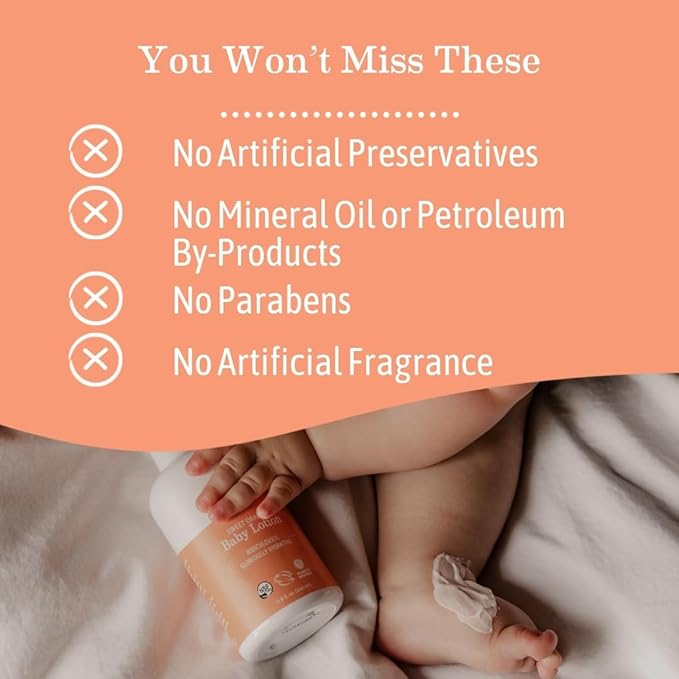 Earth Mama Sweet Orange Baby Lotion | Moisturizing Body Lotion for Dry Skin, Newborn Baby Lotion Sensitive Skin Care, Face Lotion for Babies & Kids with Shea Butter, Calendula & Aloe, 8 Fl Oz (2-Pack)