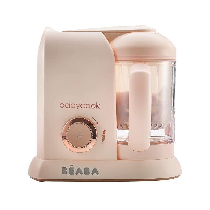 BEABA Babycook Solo 4 in 1 Baby Food Maker, Baby Food Processor Baby Food Steamer, Lrg Capacity 4.5 Cups 27 Servings in 20 Mins, Auto Steam Cooking, Puree Blender, Rose Gold
