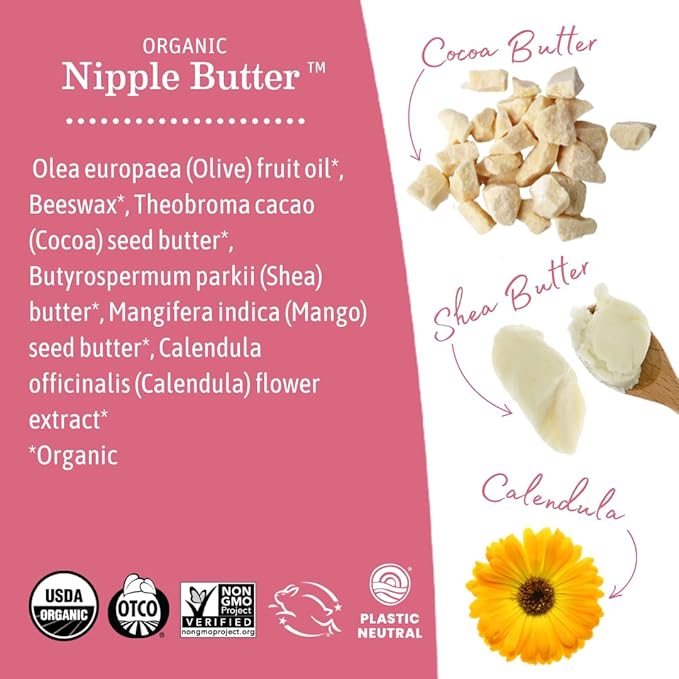 Earth Mama Organic Nipple Butter™ | Nipple Cream Safe for Breastfeeding | Postpartum Essentials for Nursing | Non Lanolin Nipple Cream, 2 fl oz (6-Pk)