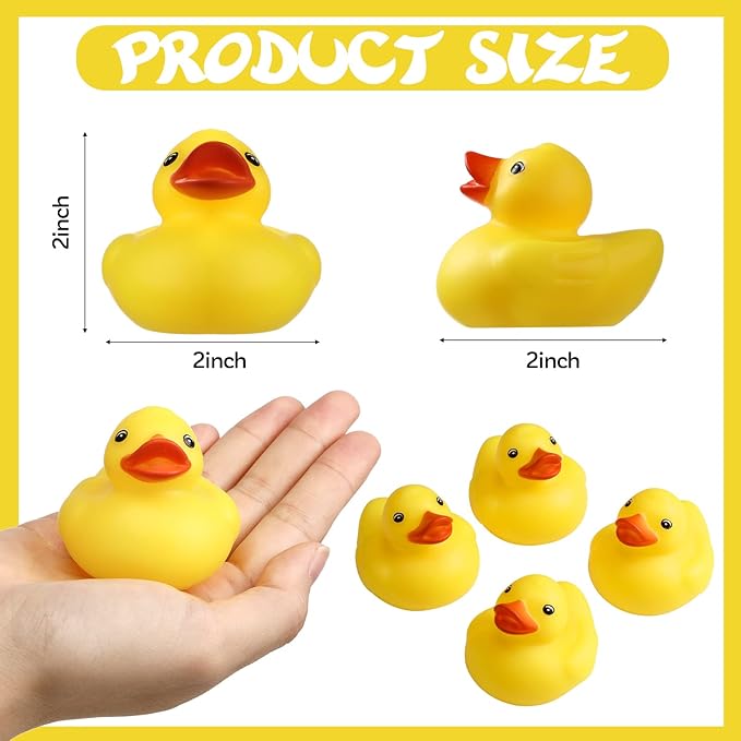 Vinsot 2 Inch Yellow Rubber Duck Bath Toys Large Rubber Ducks Bath Ducks Squeak Bathtub Toys for Birthday Pool Decoration Game Supplies(48 Pcs)