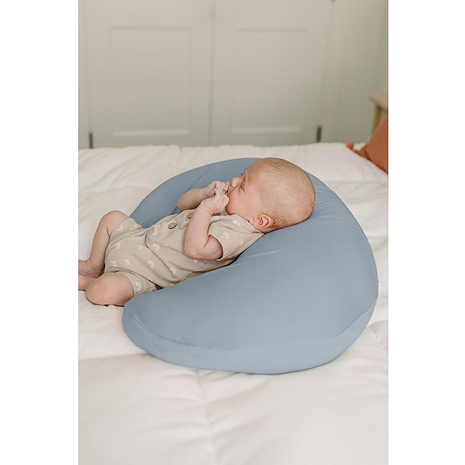 Konssy 2 Pack Nursing Pillow Covers, Stretchy and Soft Nursing Cover for Breastfeeding, Pillow Slipcover for Baby Girls Boys Newborn (Blue Grass, Ice Blue)