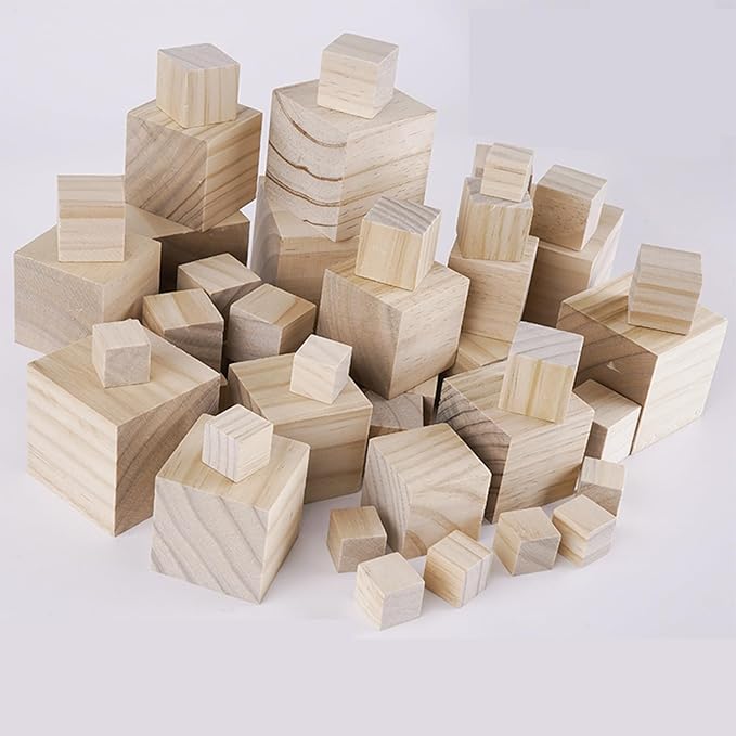 Wood Blocks for Crafting, 1cm Wooden Cubes, Pack of 500 Unfinished Plain Wood Blocks, Small Wooden Blocks Great for DIY Crafts Making