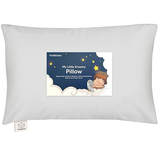 Toddler Pillow with Pillowcase - 13x18 My Little Dreamy Kids Travel Bed Pillows for Sleeping, Organic Cotton Small Pillowcase, Soft & Breathable, Machine Washable, Toddlers 2-5 years old (French Gray)