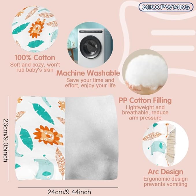 Cozy Cradle Pillow, Cozy Cradle Arm Pillow, Baby Nursing Pillow Head Support Pillow for Breastfeeding Bottle Feeding (Deer Elephants)