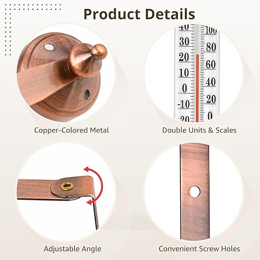 10.3 Premium Steel Outdoor/Indoor Thermometer Waterproof Vintage Style Decorative