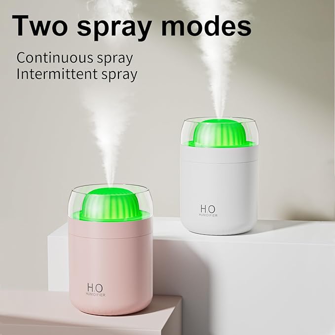 Small Humidifier for Plants, 500ml Cool Mist Desk Humidifier with Night Light, Ball Cactus Mini Humidifiers, Whisper-Quiet Operation, Two Spray Modes, Auto Shut-Off for Bedroom, Babies Room, Travel
