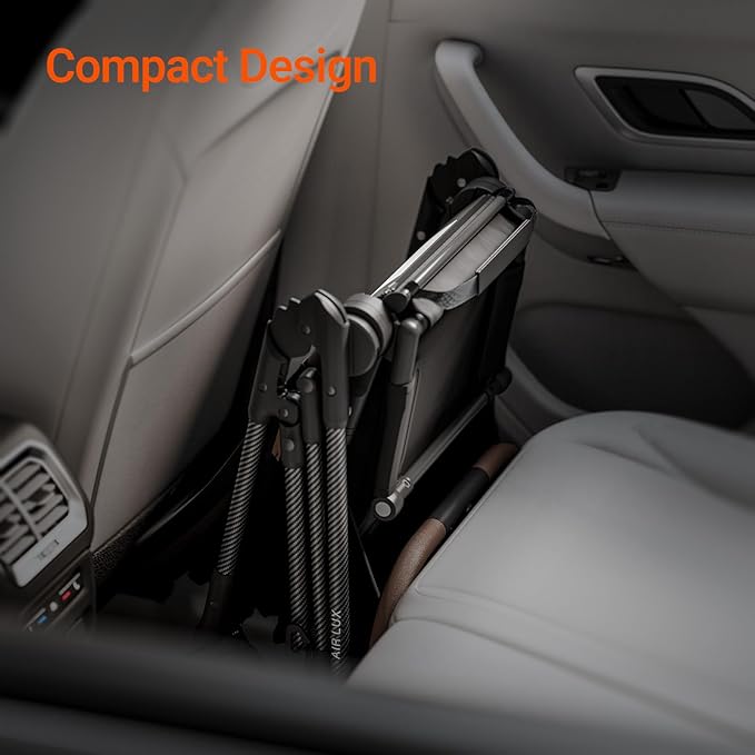 MAMAZING Air Lux Baby Stroller with Carbon Fiber Frame, One-Hand Fold & Reversible Seat, Magnetic 5-Pt Harness, Car Seat Adapter, 15.8lbs, Meteorite