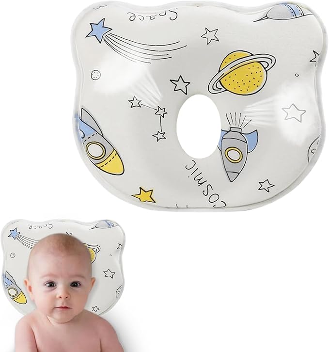 Baby Pillow,Cute Cartoon Bear Soft and Cozy Shaping Pillow, Breathable Bedding Set for Infants for Small Boys and Girls Prevent Flat Head