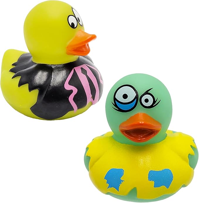 25-Pack Halloween Zombie Rubber Duck Toy Duckies for Kids, Bath, Birthday Baby Showers Summer Beach and Pool Activity, 2 Inches