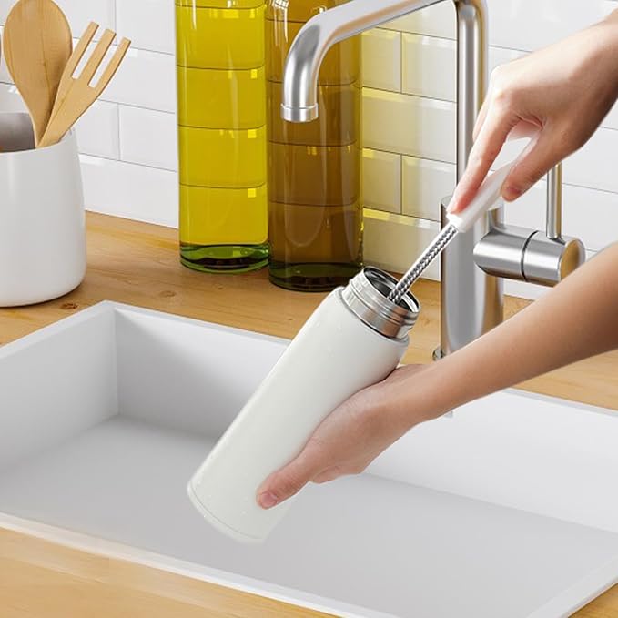 16 inches Long Handle Black Bottle Cleaning Brushes - Perfect for Baby Bottles, Sports Bottles, Glassware, Mugs, Jars, and Stemware (2-pc)