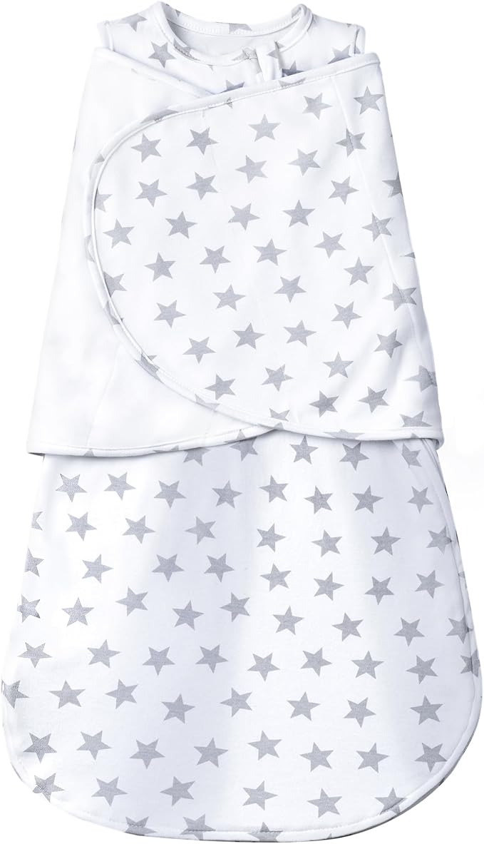 Baby Swaddle,Sleep Sack 6-12 Months,Adjustable WearableTransition Blanket,Miracle Swaddles for Babies Large,100% Cotton(Gray Stats)