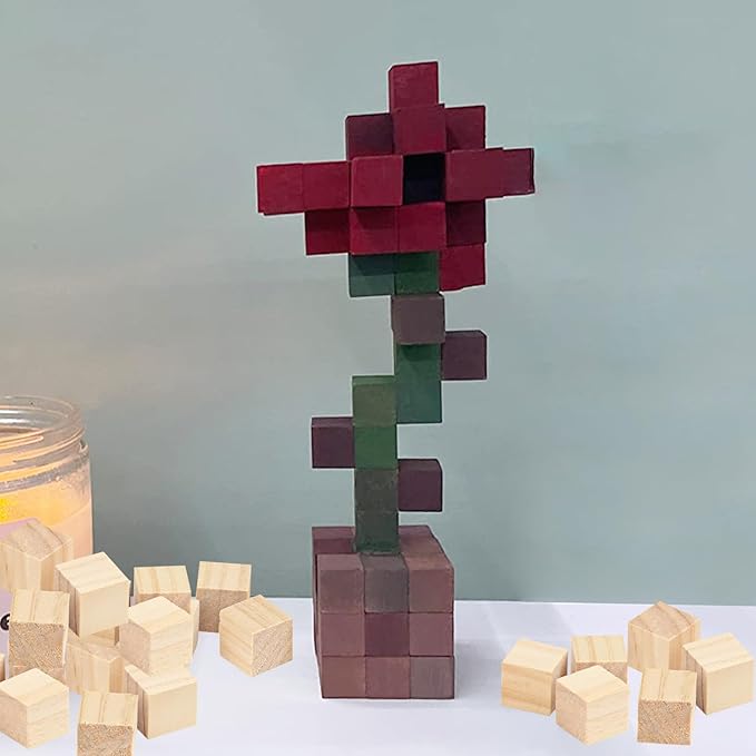 700 Packs Wooden Blocks for Crafts, 0.8 Inch Pine Wood Cubes, Wooden Cubes for Paint, Stamp, Decorate, DIY Projects and Personalized Gifts,by GNIEMCKIN.