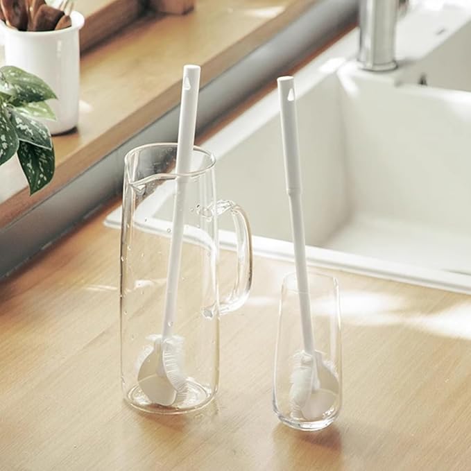 360° Flexible Silicone Bottle Brush with Long Handle, Deep Cleaning Brush for Long Bottle, Narrow Neck Bottle, Water Bottles, Baby Bottles, Flasks (2PCS)