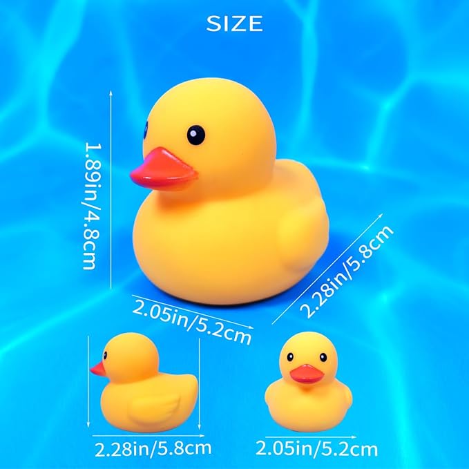 2 Inch 5 Pcs Kalafona Rubber Bathtub Duck/Duckie Waterproof No 'Bebe' No Hole Funny Bath Swimming Pool Toy Without Hole for Kids Birthday Party Favor Home Decor