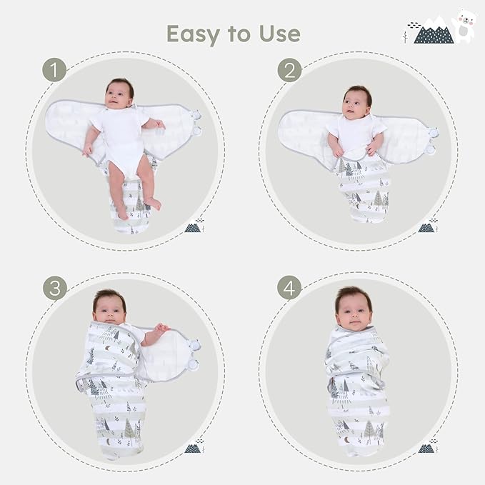 Yoofoss Baby Swaddles for Newborns 100% Organic Cotton, Adjustable Swaddle Sleep Sack 3-6 Months Newborn Swaddle Sack, Breathable Soft(Medium)