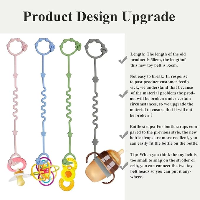 Toy Straps for Baby,RTMOK Silicone Setpacifier Clip,Applies to Car Seat Toy,Teether Toy,High Chair,Stroller Accessories,Baby Toy Clips,Cribs,Rocking Chair