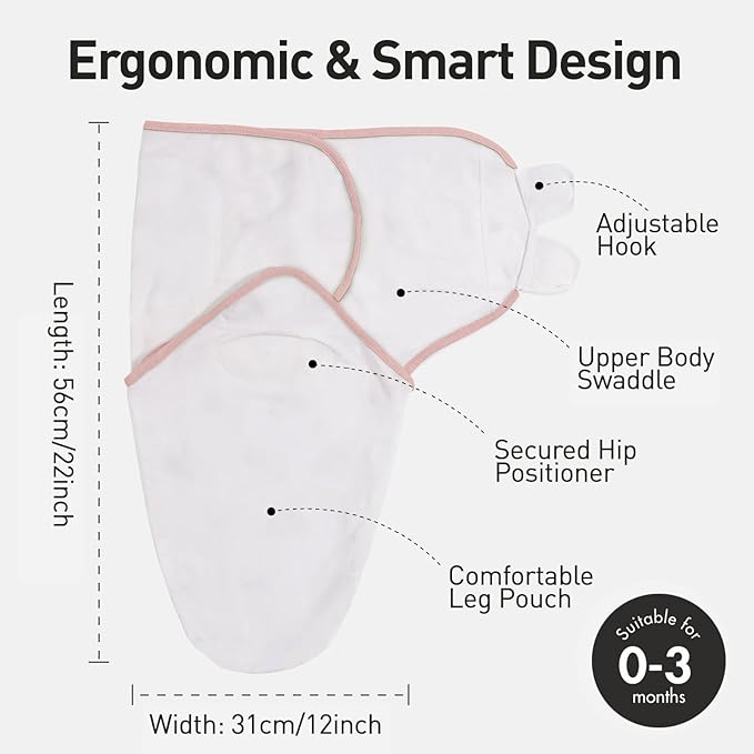 GLLQUEN BABY Swaddle Blankets for Baby Girl & Boy, Easy Adjustable Sleep Sack, Newborn Swaddles for 0-3 Months, Baby Sleep Sack, Pink & Yellow Tone, Swaddling Blankets 3 Pack Wrap Set