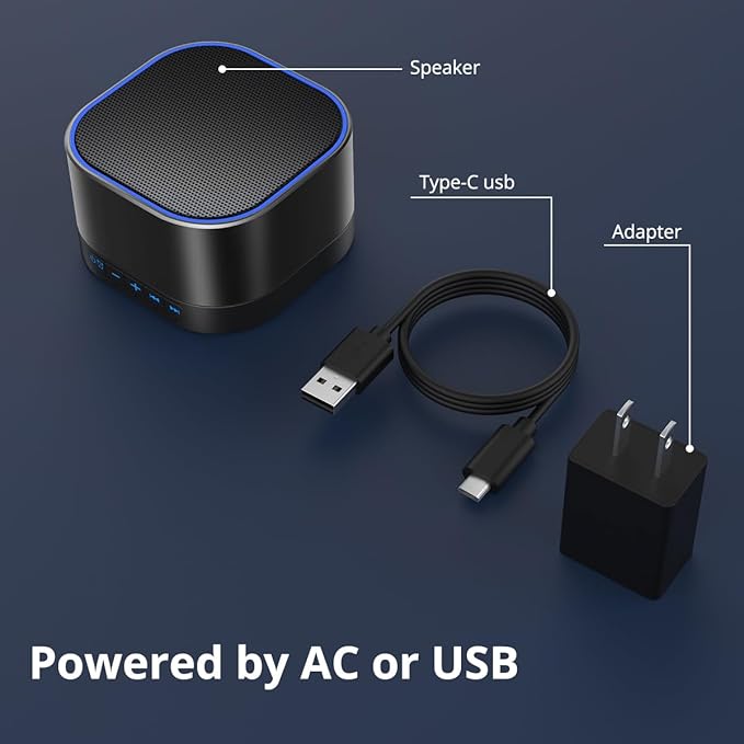 Magicteam White Noise Machine with 20 Non Looping Natural Soothing Sounds Memory Function 32 Levels of Volume Powered by AC or USB and Sleep Sound Timer Therapy for Baby Kids Adults Black