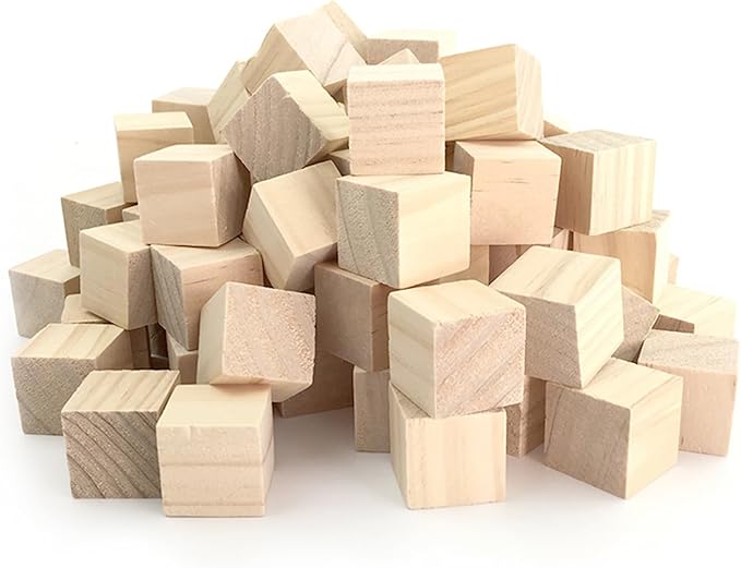 Unfinished Wooden Blocks 1 inch, Pack of 50,Small Wooden Cubes for Arts and Crafts – DIY - Photo Blocks- Plain Wooden Blocks