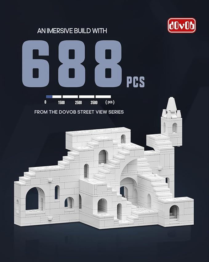 dOvOb Architectural Transformable White Castle Building Blocks Set - 668PCS Construction Magic Maze Mode Collectible Display Set for Adults and Teen