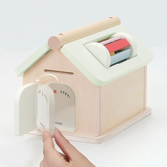 Wooden Toys for Babies 12 Months, Wooden Baby Drop Toys, 5 in 1 Object Permanence Box, Shape Sorting and Stacking Learning Toy, Sensory Play House for Toddlers Boys Girls 1 Years