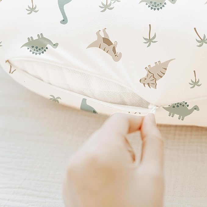 Konssy 2 Pack Nursing Pillow Covers, Stretchy and Soft Nursing Cover for Breastfeeding Pillows, Pillow Slipcover for Baby Girls Boys Newborn (Dino Jungle, Sage)