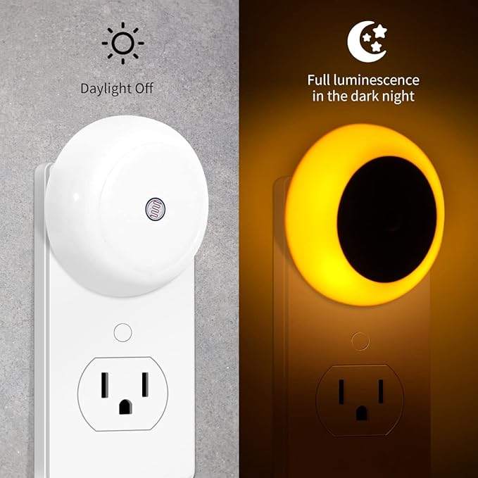 KINUR 6 Pack Amber Night Light, LED Night Lights Plug into Wall with Dusk to Dawn sensors, Plug in Night Lights for Kids Room, Bedroom, Bathroom, Baby Nursery,Stair Lights, Hallway Light