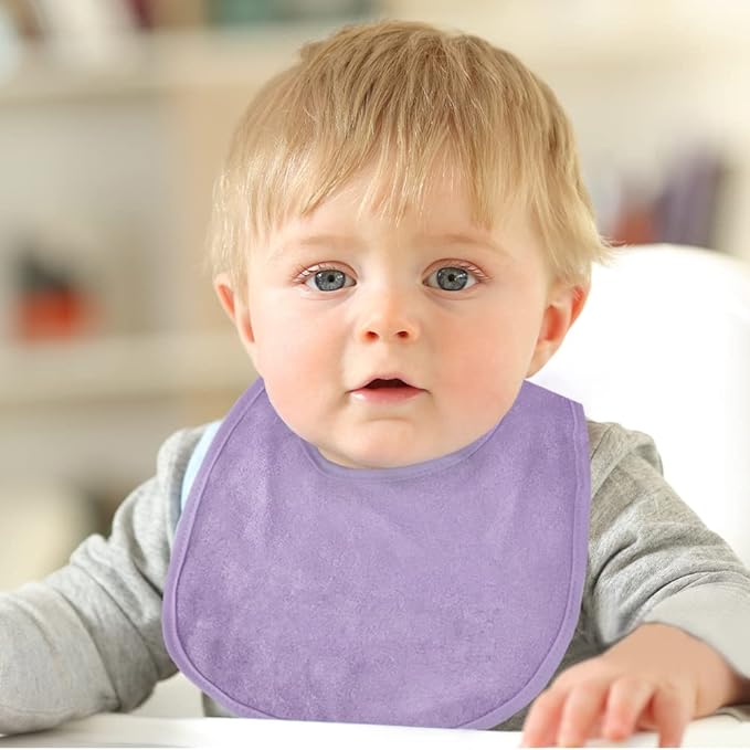 Vicloon Baby Bibs, 8Pcs Terry Bib Set, Baby Bibs for Girls & Boys, Terry Drool Cotton Bibs Waterproof Protection, Soft Absorbent Set for Teething and Drooling, Adjustable Hook-&-Loop Closure(color)