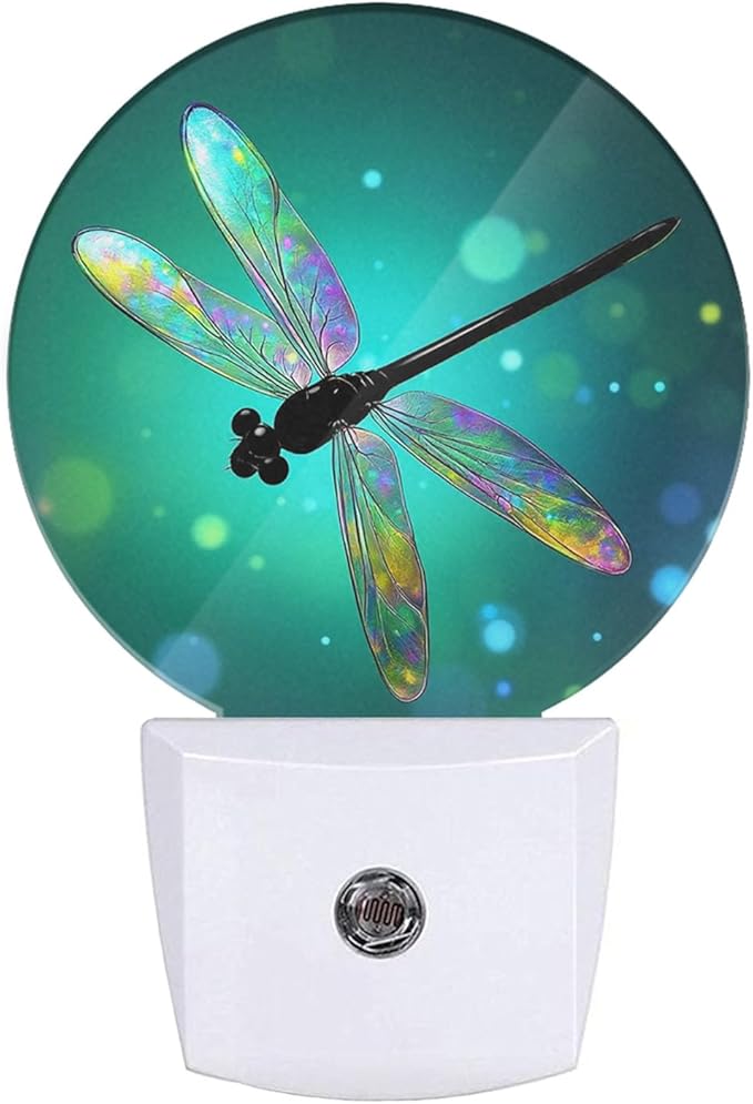 EKOBLA Dragonfly Night Light Fantasy Green Dragonfly Night Lights Plug into Wall for Boys Girls, Led Lamp for Stairway/Hallway/Bedroom 0.5W Nightlight Sleep Friendly
