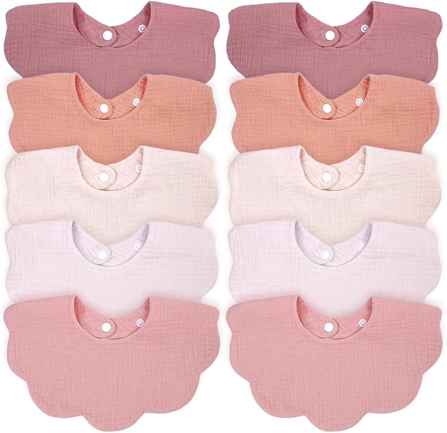 Baby Bibs Muslin Bibs for Baby Girl Boy for Drooling and Teething 10 Pack