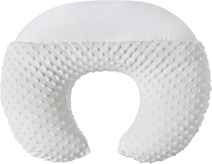 Nursing Pillow and Positioner Breastfeeding and Bottle Feeding, Propping Baby, Tummy Time, Sitting Support, with Removable Polyester Cover, dots Fabric, for Baby Boy Baby Girl (Bright White)