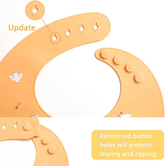 Baby Silicone Feeding Bibs, 3pcs Adjustable Waterproof Bibs for Feeding