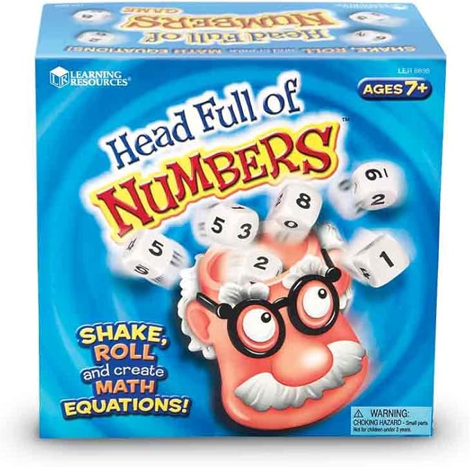 Learning Resources Head Full Of Numbers, Math Games for Kindergarten, Basic Math Skills, 13 Piece Set, Ages 7+