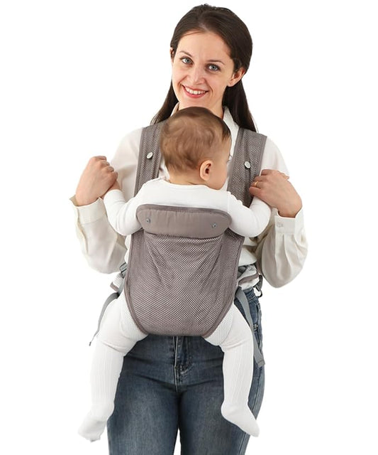 Baby Carrier Newborn Wrap,Ergonomic Infant Soft Carriers for Toddler 7-45 lbs,Adjust Back Strap/Waist Belt,4-in-1 Babe Carrier Front&Back,for Hiking Travel or Everyday Family Events-solid color (Gray)