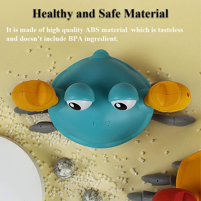 Amphibious Bath Toy for Kids, Funny Windup Crabs Swimming Floating Toy Clockwork Beach Toy Push & Pull Crab Sand Toy with Leash (Blue)