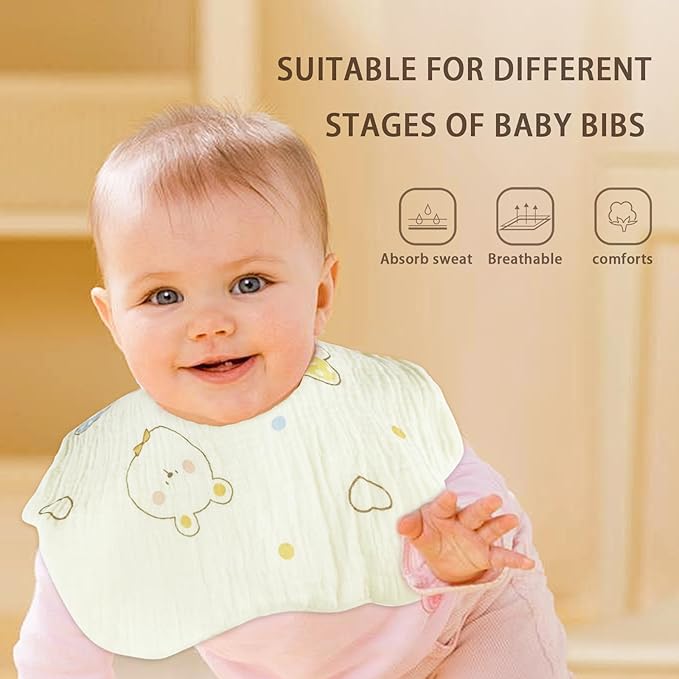 Baby Bibs Muslin Bibs for Baby Girl Boy for Drooling and Teething 10 Pack