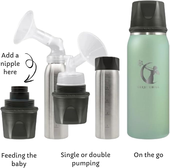 CERES CHILL OG Breastmilk Chiller Bundle with Straw Lid & Infuser – 12–34oz Portable Breast Milk Cooler & 2 Storage Bottles with Universal Pump Adapters – La Vie en Rose Gold - Special Edition