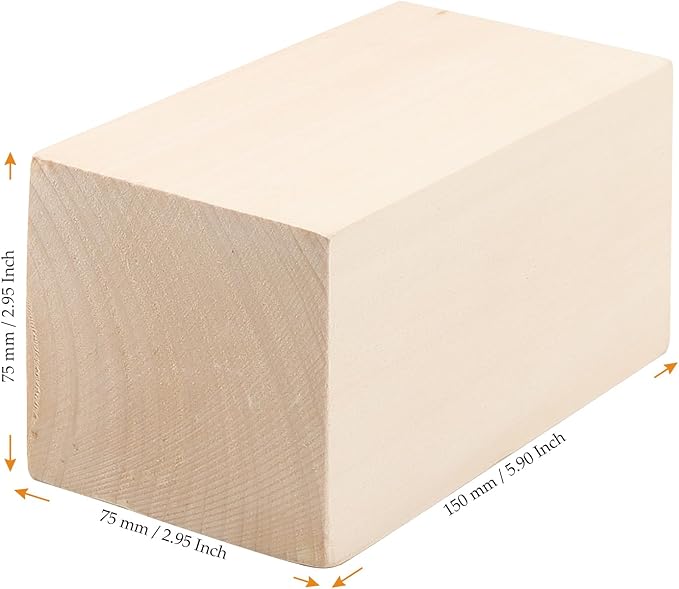 4 PCS 6 x 3 x 3 Inch Basswood Carving Blocks, Whittling Wood Blocks, Unfinished Basswood Carving Blocks for Beginners, DIY Crafting, Sculpture Artist