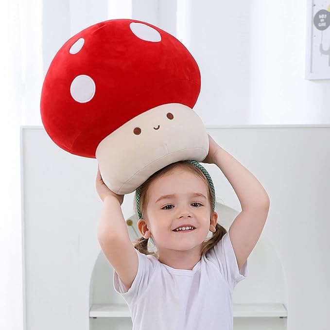 Plush Mushroom Pillow, 12 Inch Cute Stuffed Mushroom, Plush Toy Room Decor Gift for Kids and Adults