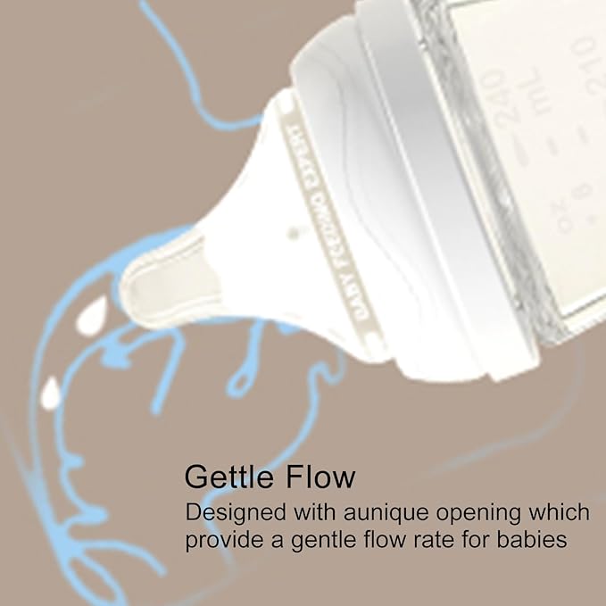 Natural Glass Baby Bottles Gentle & Extra Slow Flow, Newborn Breastfeeding Bottle with Anti Colic Nipple for 0 Months Babies, 3 Packs (Yellow (8 Ounce), 1 Count (Pack of 3))